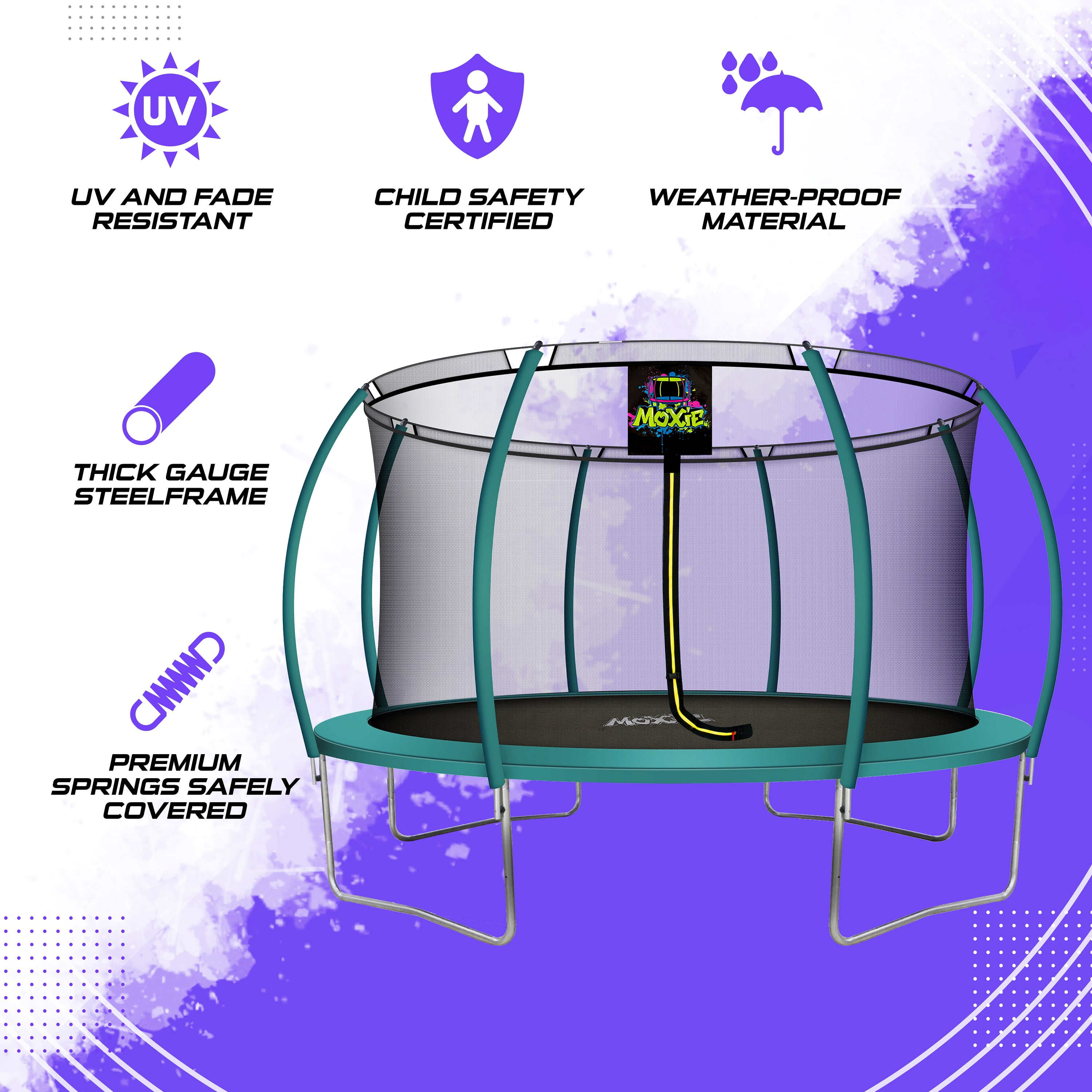 Moxie Pumpkin-Shaped Outdoor Trampoline Set with Premium Top-Ring