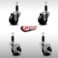 thumbnail image 2 of 3 Inch SS Phenolic Wheel Swivel 1-1/8 Inch Expand Stem Caster Set 2 Brakes SCC, 2 of 2