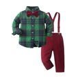 thumbnail image 2 of Glisme Chritsmas Clothes For Boys Long Sleeve O Neck Cartoon Prints Tops Suspender Pants Cute Toddler Outfits Red, 2 of 8