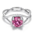 thumbnail image 3 of Gem Stone King 925 Sterling Silver Ring Pink Round Moissanite (1.20 Cttw), 3 of 6