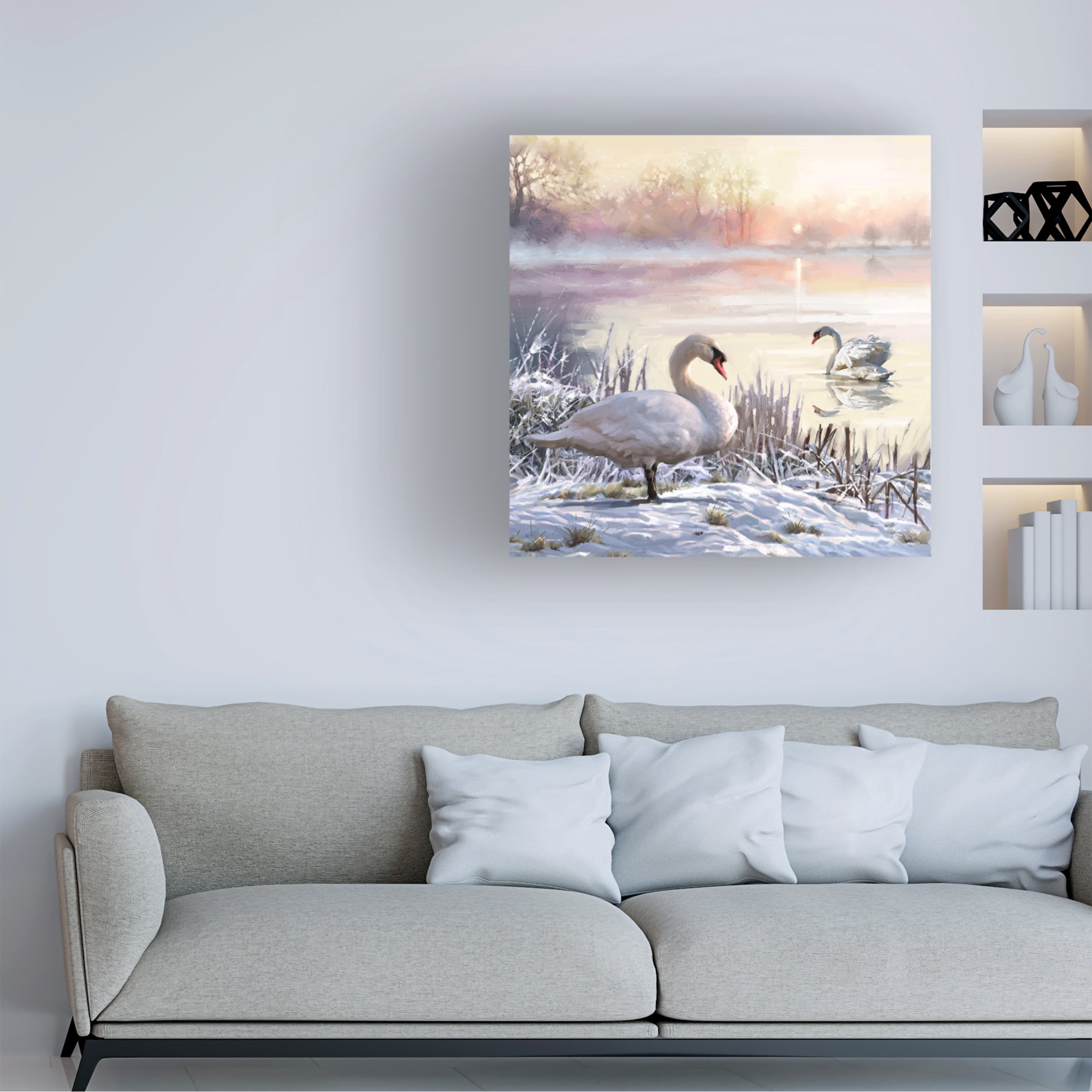 The Macneil Studio 'Winter Swans' Canvas Art