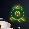 thumbnail image 2 of Handmadetneonsign Gold Cauldron Neon Sign, 4 Leaf Clover Neon Light, Home Decor, 2 of 5