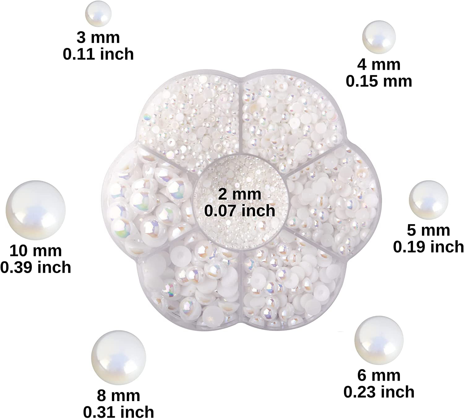 5700 AB White Half Pearls for Crafts - Flatback Pearls/Jewels