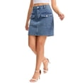 thumbnail image 4 of INSPIRE CHIC Women's Jean Skirt Casual High Waisted Front Pockets Classic Trendy Mini Denim Skirt 2XL Light Gray Blue, 4 of 5