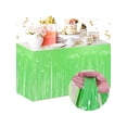 thumbnail image 1 of Nvzi Juego de 5 faldas de mesa con flecos de papel metalizado de color verde claro de 29 x 108 pulgadas (9 pies de largo), faldas desechables de oropel para carrozas de desfile,cumpleaños, boda, 1 of 4