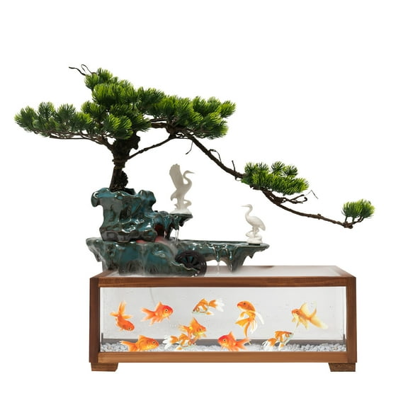 Miumaeov Tabletop Water Fountain Indoor Waterfall Zen Decor Fish Tank Fengshui Ornament With Mist