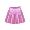 thumbnail image 2 of Oyolan Kids Girls Shiny Metallic Mini Flared Pleated Skater Skirt Athletic Dance Scooter Skorts Skirts Pink 10, 2 of 7