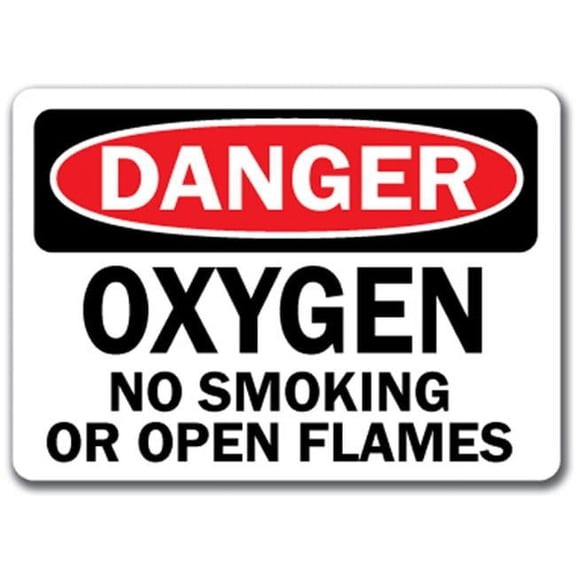 Danger Sign - Oxygen No Smoking No Open Flames - 10" x 14" OSHA Safety Sign