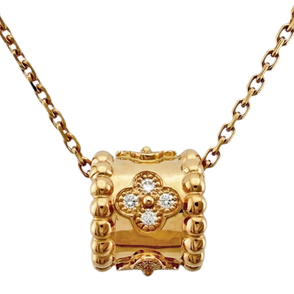 Pre-Owned Van Cleef & Arpels Perlee Clover Necklace, 18K Pink Gold, Diamond, Women's.