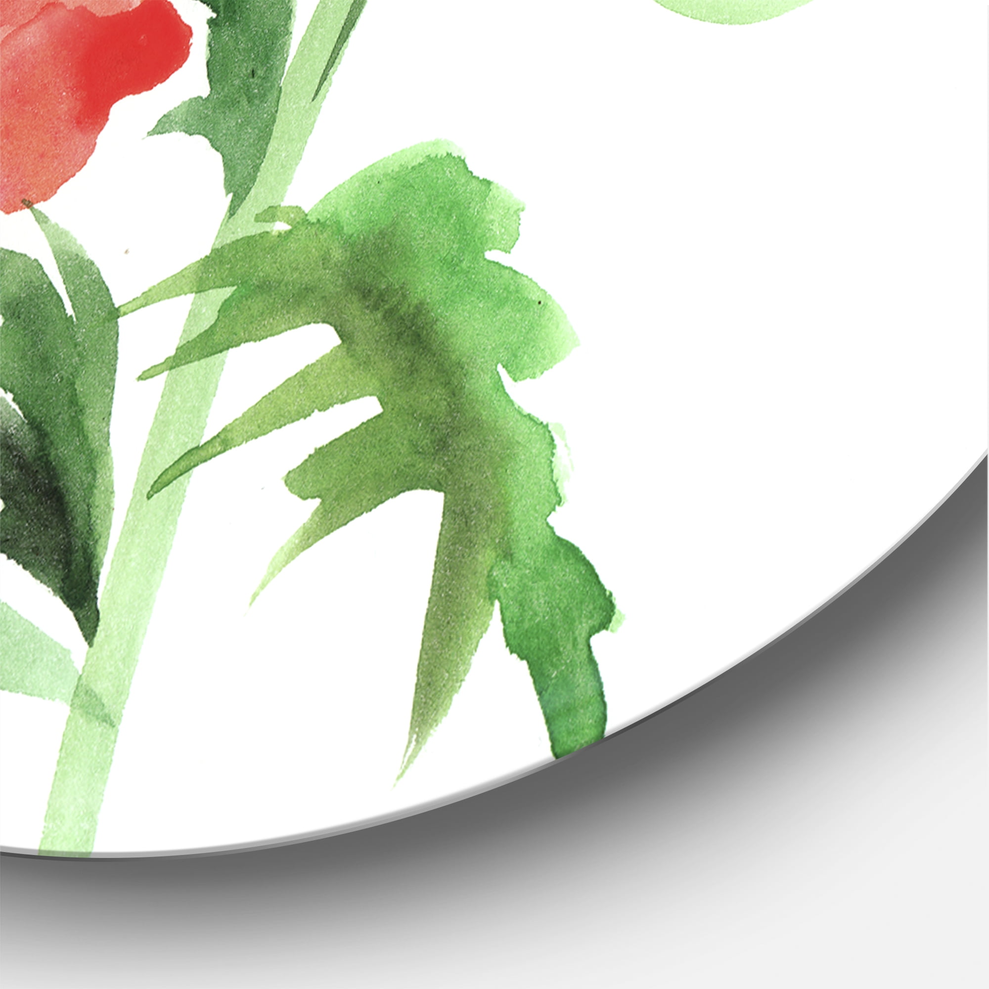 Designart 'Ancient Red Poppies II' Traditional Circle Metal Wall Art 29x29 - Disc of 29