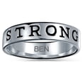 thumbnail image 3 of Bling Jewelry Womens Sentimental Silver Ring: Stay Strong Promise Eternity Band Oxidized Sterling, 3 of 5