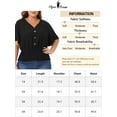 thumbnail image 6 of Agnes Orinda Women's Plus Size V Neck Short Sleeve Button Decor Smocked Shirred Blouses 2X Black, 6 of 6