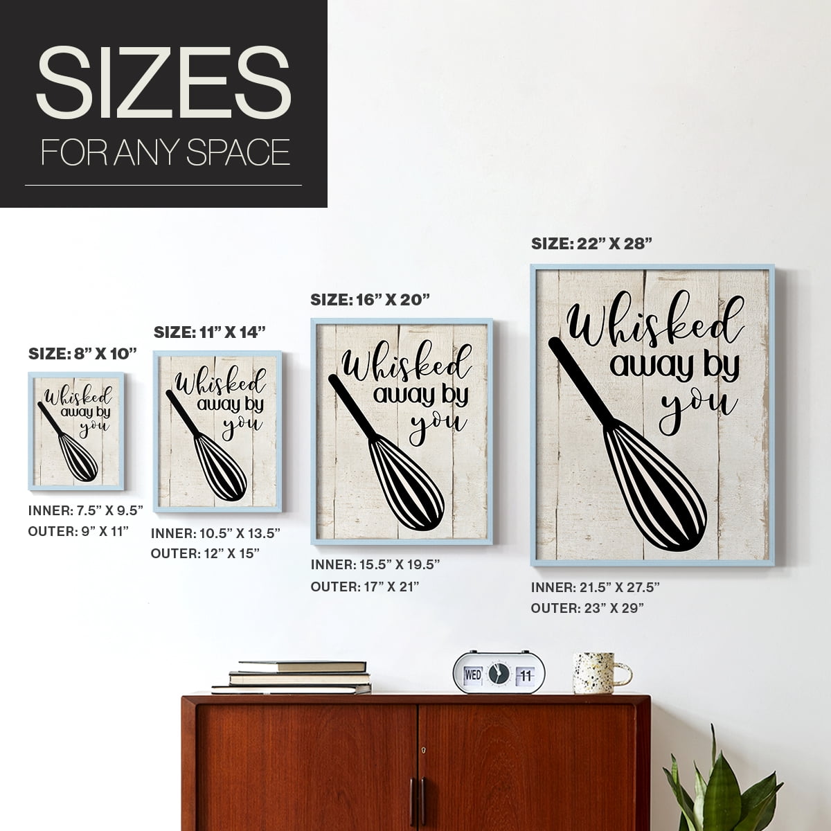 Whisked Away Framed Print in Blue Solid Wood 8 x 10 Framed Print