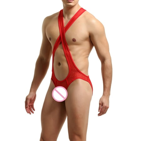 

Cathalem G String Male Sexy Hole Connection Underwear Boxers Suspender Thong Stylish Bikini Sexy Singlet Bodysuit Casual Lingerie Pajamas Red Large