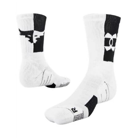 Under Armour Unisex Project Rock Playmaker Crew Socks Large White/Black 1362703-100