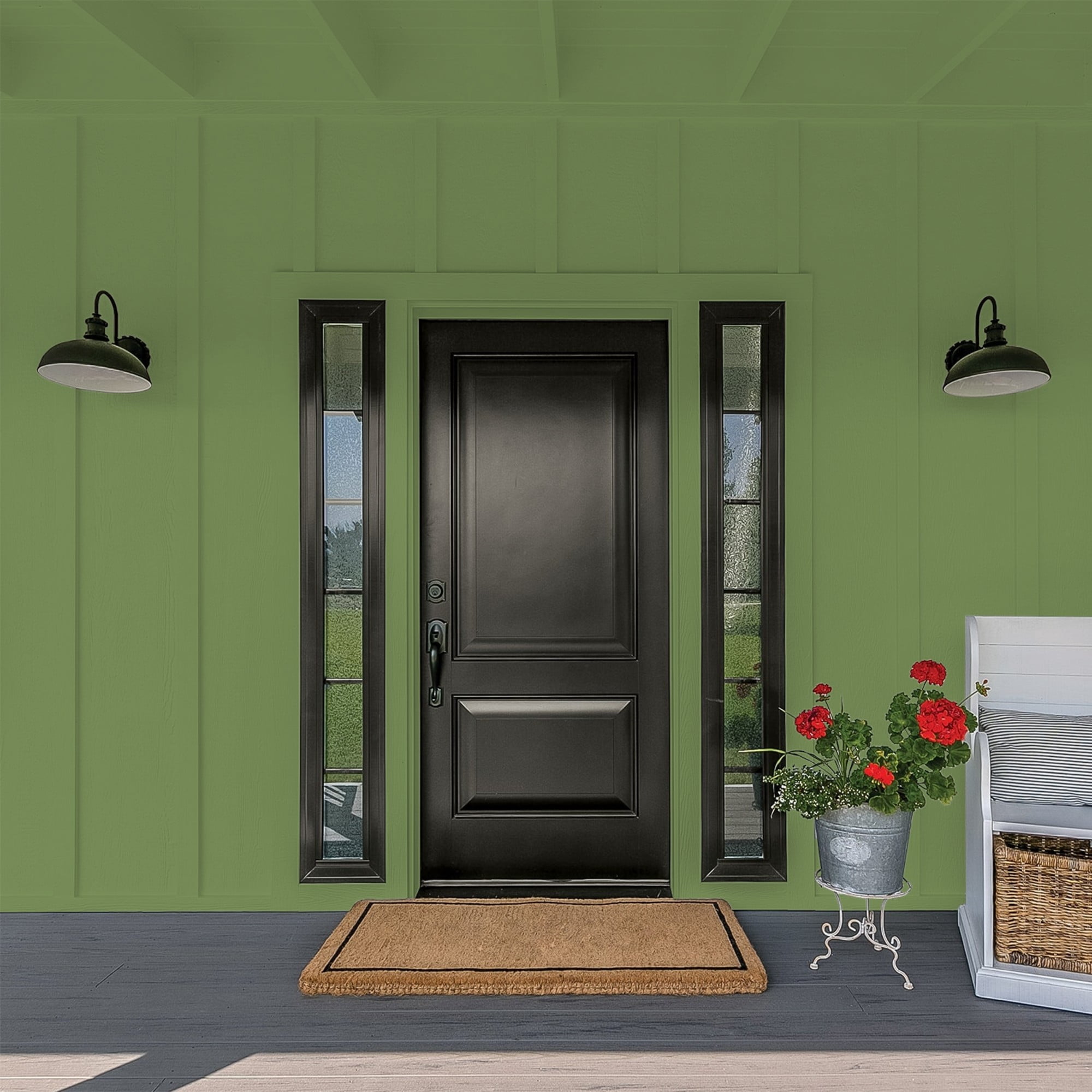 Glidden One Coat Mint Leaves / Green Flat Exterior Paint with Primer, 1 Gallon