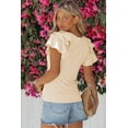 thumbnail image 3 of Women's Apricot Plain Tiered Ruffled Short Sleeve T Shirt, 3 of 15