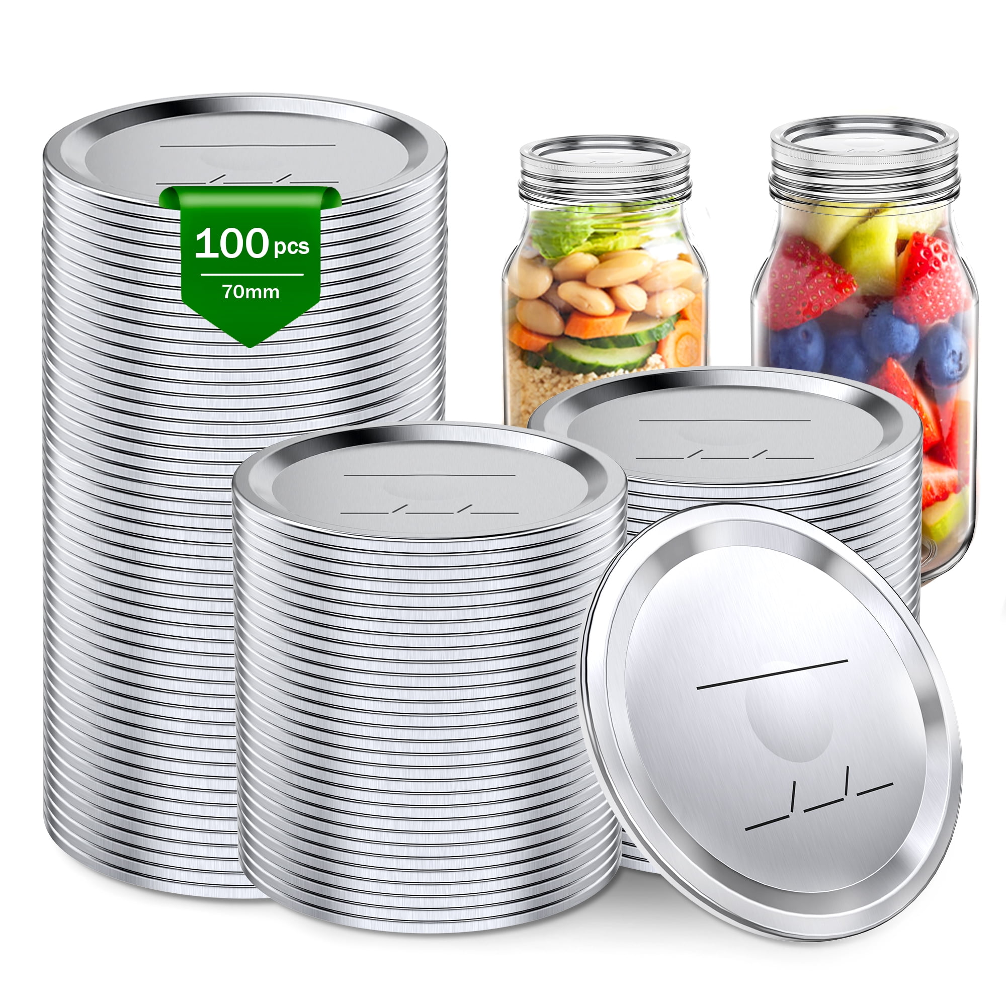 100 Pcs Mason Jar Lids Wide Mouth 70mm Bulk Canning Canning Leak Proof New Kit 