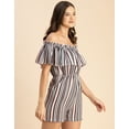 thumbnail image 3 of Moomaya Chic Printed Georgette Off Shoulder Jumpsuit - Trendy Women's Romper, 3 of 9