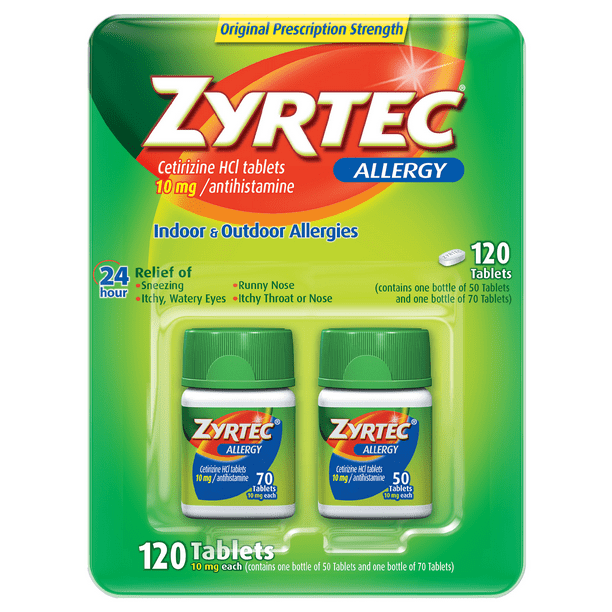 Zyrtec Allergy Antihistamine Cetirizine HCI 10 Mg., 120 Tablets