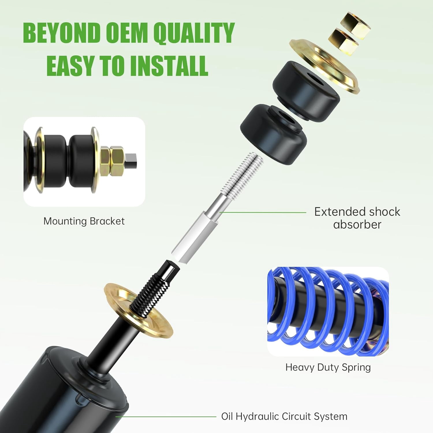 10L0L Golf Cart Front /Rear Shock Absorber Heavy Duty Coil Over Shocks for EZGO TXT Medalist 1994-up 76418-G01, 70928-G01