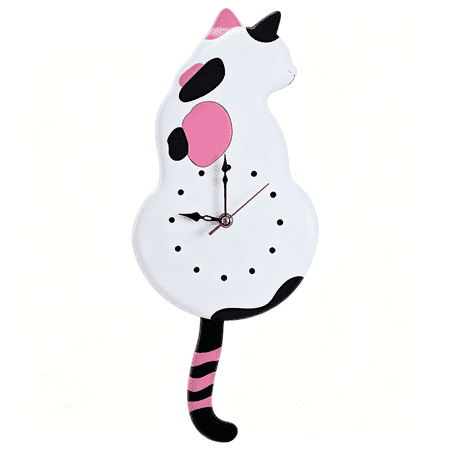 DESIGNICE White Cat Pendulum Wall Clock,Cat Clock with Moving Tail,Cat Swinging,Whimsical Funny DESIGNICE White Cat Pendulum Wall Clock,Cat Clock with Moving Tail,Cat Swinging,Whimsical Funny e