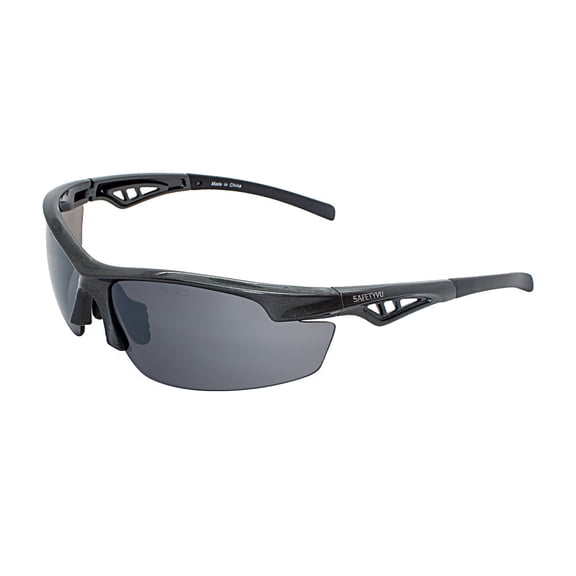 Safety Vu Large Outdoors Safety Glasses in Semi Frame Gunmetal with Polycarbonate Smoke Mirror Lens Adult Safety Glasses 1 Pair