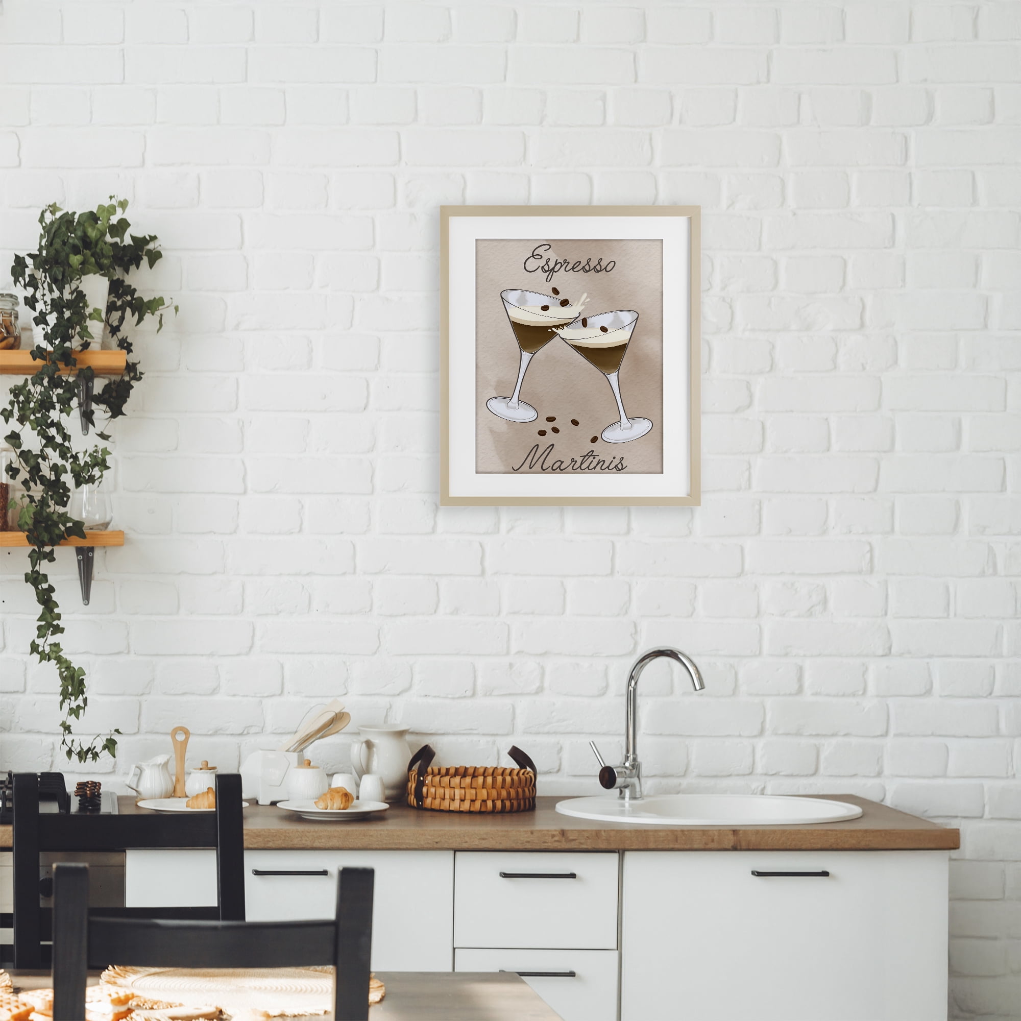 Stupell Industries Cheers Espresso Martinis Birch Framed Print Under Glass, design by Marcus Prime