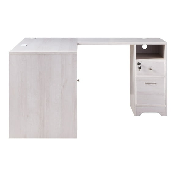 Furniture of America Siera L-Shape Writing Desk with Storage in White Wood Finish
