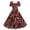Burgundy Vintage Print, variant on Women'S Fit And Flare Purple Skull Floral Dress Short Sleeve Square Neck Belted A-Line Casual Summer Dress