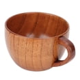 thumbnail image 2 of Taza de café de madera, taza de té, taza de base plana retro con asa para el hogar, la escuela y la oficina, 2 of 10