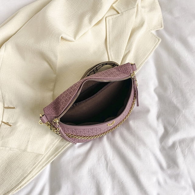Sac de Poitrine pour Femmes Bandoulière Réglable Sacoche Couleur Unie Pochette Féminine