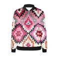 thumbnail image 4 of JURANMO Today Deals Women's Bomber Jacket with Pockets Lightweight Varsity Zip Up Coat Casual Long Sleeve Flight Jackets Vintage Ethnic Print Coats Pink M, 4 of 6