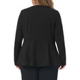 thumbnail image 3 of Agnes Orinda Women's Plus Size Office Work Double Lapel Button Peplum Blazer Jackets 1X Black, 3 of 6