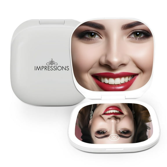Impressions Vanity Illumi Square LED Compact Mirror for Women with 10X Magnification and Touch Sensor