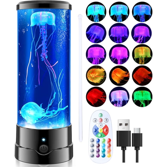 Jellyfish Lamp,LarYANTON Cool NYANTONt YANTON with 17 Color and Remote Control,USB Powered Room Decor Mood YANTONing,Unique Fun Kids Adult Men Women Friends Christmas Gift for Bedroom Room Office