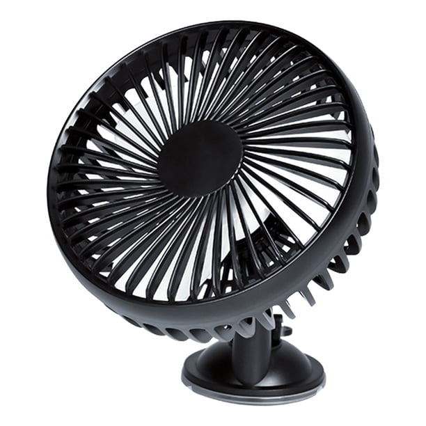 Mini ventilador eléctrico portátil para coche, con carga USB, silencioso, giratorio y ajustable, para verano (negro)