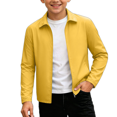 thumbnail image 3 of Husipze Boys Girls Lightweight Cardigan Jacket Full Zip Lapel Collar Windproof with Pockets Casual Water Resistant Fall Winter Outerwear Yellow 7-8 Years, 3 of 10