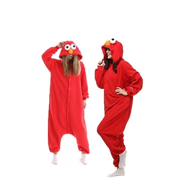 Pijama de una pieza para mujer, bonito mono azul Kigurumi de dibujos animados de monstruo de las galletas, suelto, fiesta en casa de Navidad, rojo, para niños