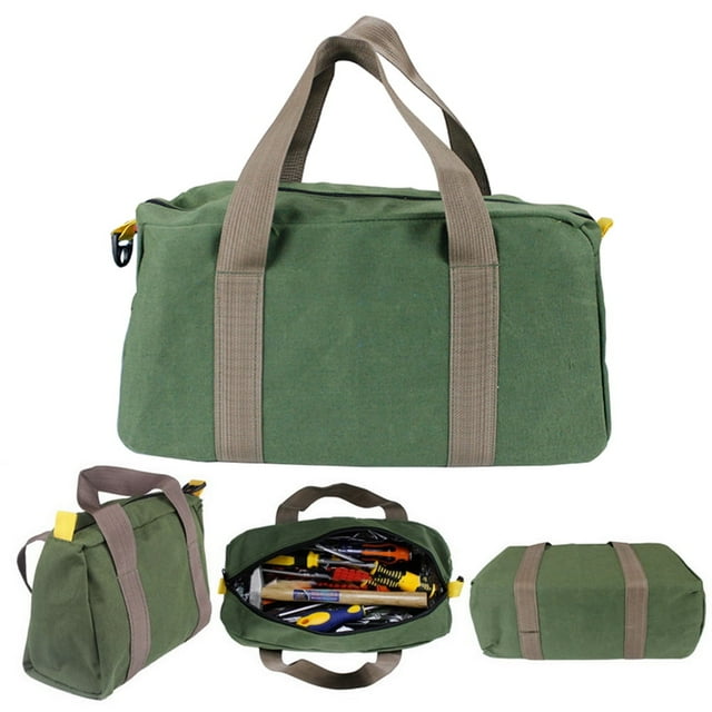 Bolsa de herramientas Yirtree de boca ancha, lona resistente de 12, 14 y 16 pulgadas, de alta capacidad, portátil, multifunción, para guardar destornilladores, alicates y clavos.