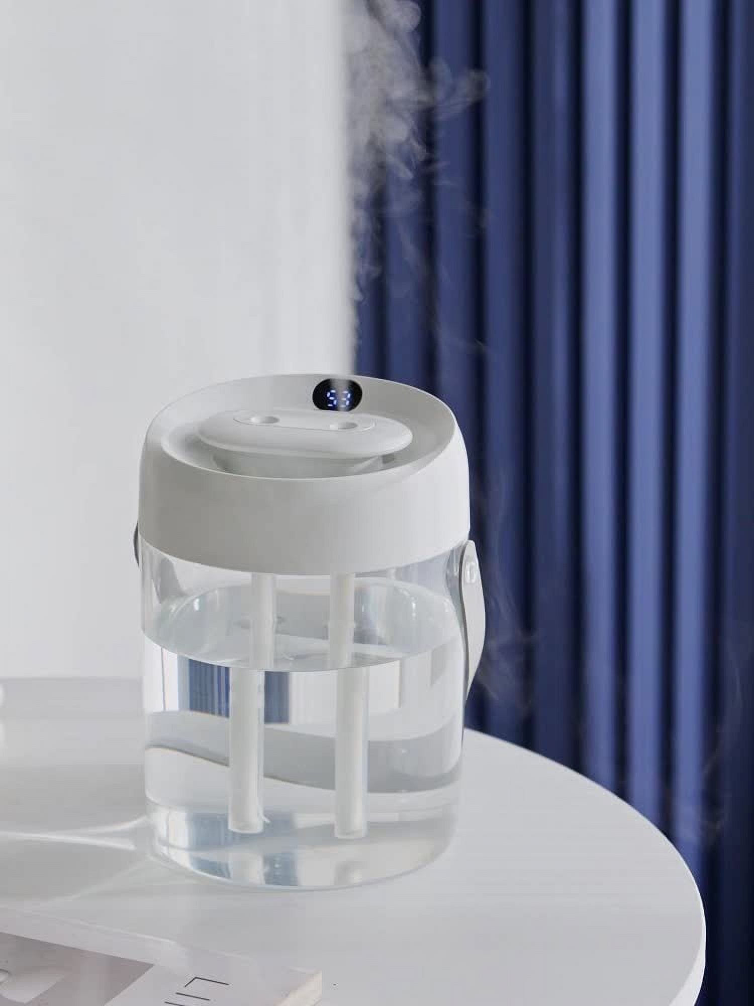2025 New Version, 2L Large Capacity Dual Mist Humidifier with Handle & Digital Display, Portable Desktop Humidifier, Ultra-Quiet USB-Powered for Home Office Bedroom(Digital display version White)