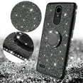 thumbnail image 3 of LG Rebel 4 LTE,Aristo 2 Plus,Rebel 3 LTE,Risio 3,Aristo 2,Zone 4,Fortune 2,Risio 4 Glitter Bling Diamond Phone Case Bumper Ring Kickstand Stand Sparkly Girls Women Black, 3 of 5