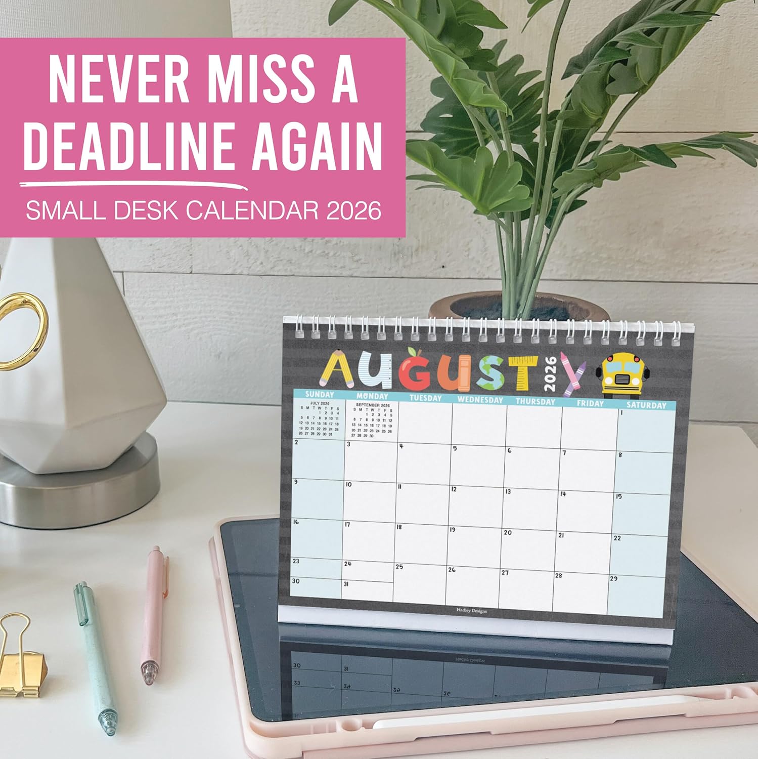 Small Desk Calendar 2026-2027 - Standing Flip Desk Calendars 2026, 18 Months Stand Up Calendars from Jan 2026 to June 2027, Typography Desktop Calendar Planner for Home, School, Office