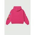 thumbnail image 3 of Men's Full Zip Hoodie Jacket - Y2K Oversized Hip Hop Graphic Print Kangaroo Pocket Sweatshirt, Winter, Pink, S, 3 of 7