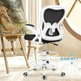 thumbnail image 7 of Winrise Drafting Chair, Tall Office Chair Ergonomic Standing Desk Chair, Lumbar Support Computer Chair Swivel Task Rolling Chair with Adjustable Flip-up Armrests & Foot Ring (White), 7 of 7