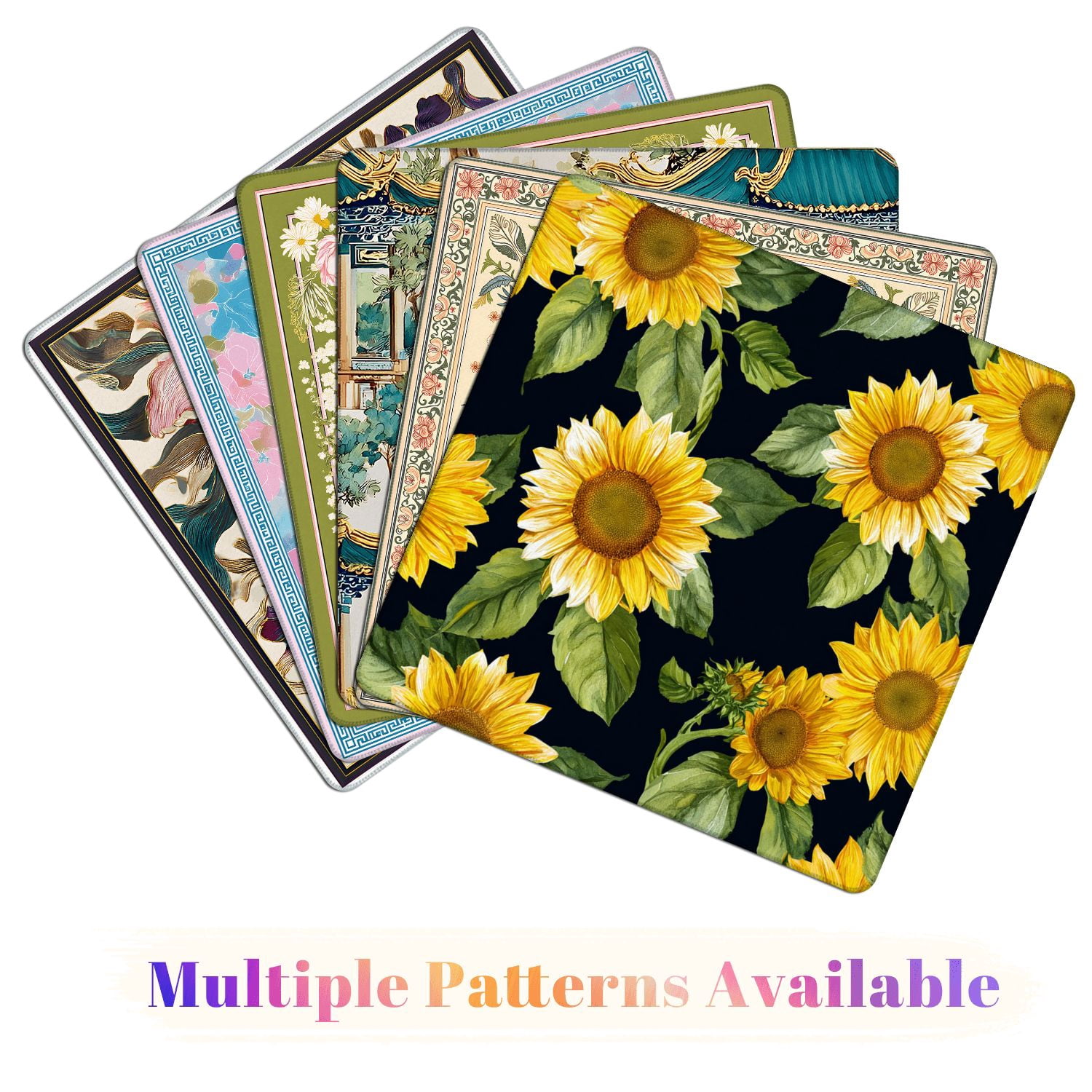 Mahjong Mat 31.5" x 31.5" Seamless sunflowers Trendy textile design Non-Slip Noise Reduction American Mahjong Tiles Table Cover for Dominoes Poker Card Board Games Gift