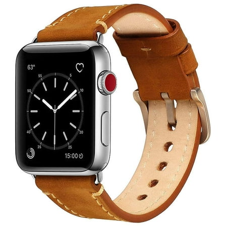 Compatible with Apple Watch Band 42mm 44mm Genuine Leather iWatch Bands Vintage Brown