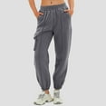 thumbnail image 2 of Huesdet Cinch Bottom Sweatpants for Women High Waisted Athletic Jogger Pants Baggy Sweatpants Elastic Joggers Pants with Pockets(M,Grey), 2 of 9
