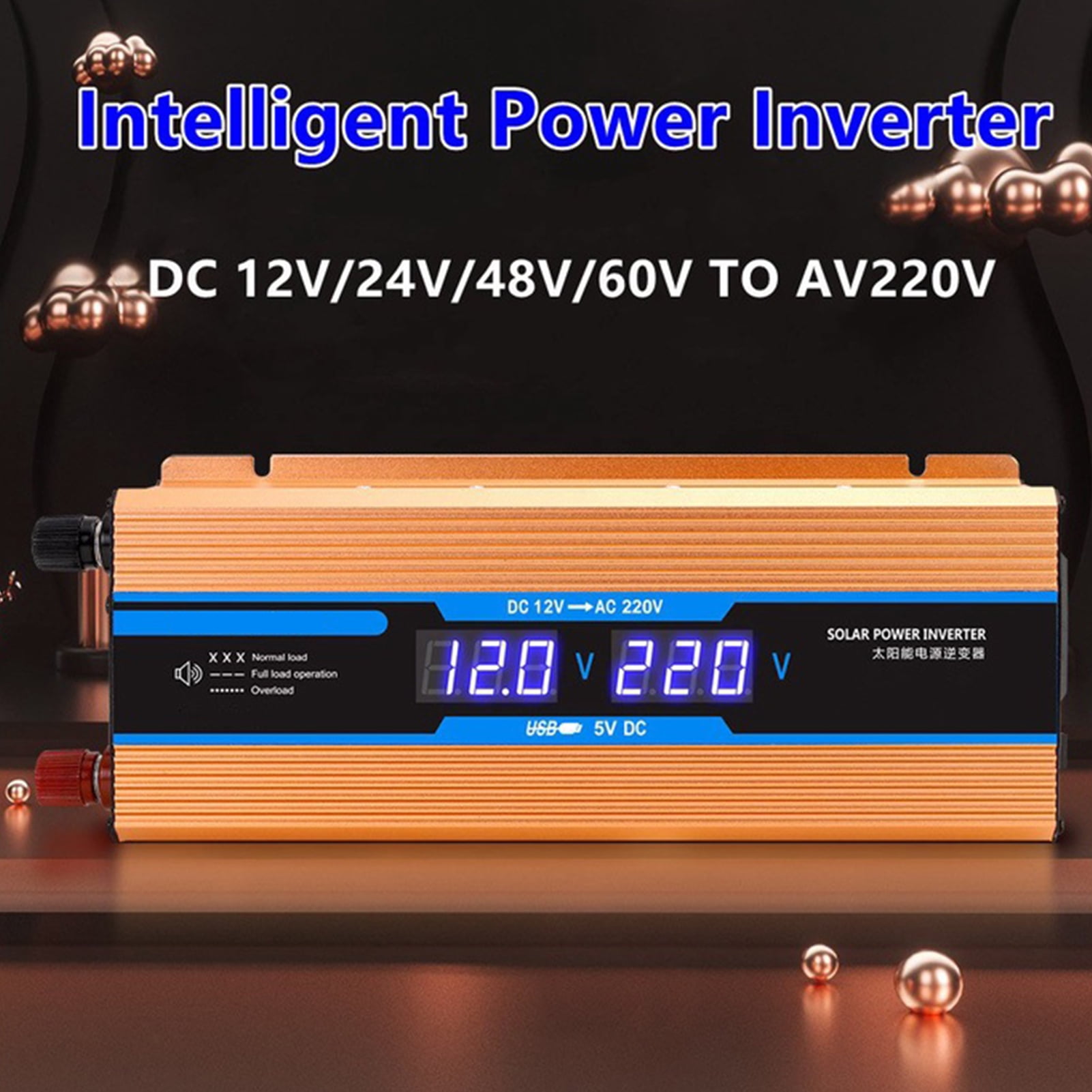 XWQ Car Power Inverter Universal Plug Play Dual Digital Display 12/24