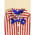 thumbnail image 4 of DcoolMoogl Toddler Baby Boy 4th of July Gentleman Outfits Button Down Bowtie Romper Shirt Suspender Shorts Independent Day Clothes Set Red Stripes 0-6 Months, 4 of 7